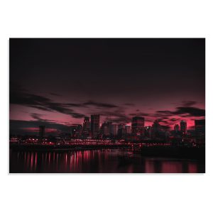 تابلو شاسی طرح آسمان قرمز شب منطقه شهری Red Night Sky Urban City  مدل NV0855