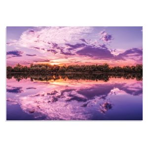 تابلو شاسی طرح انعکاس طلوع آفتاب روی دریاچه Sunrise Reflection on Lake مدل NV0871