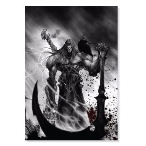 تابلو شاسی طرح سیاه و سفید گیم دارکسایدرز سوارکار مرگ Darksiders Death Horseman مدل M0637