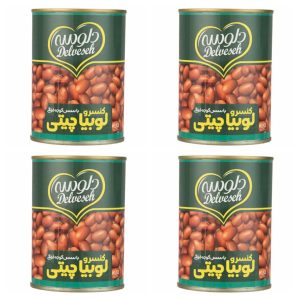 کنسرو لوبیا چیتی با سس گوجه فرنگی دلوسه - 400 گرم بسته 4 عددی