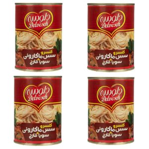 کنسرو سس ماکارونی با سویا و قارچ دلوسه - 400 گرم بسته 4 عددی